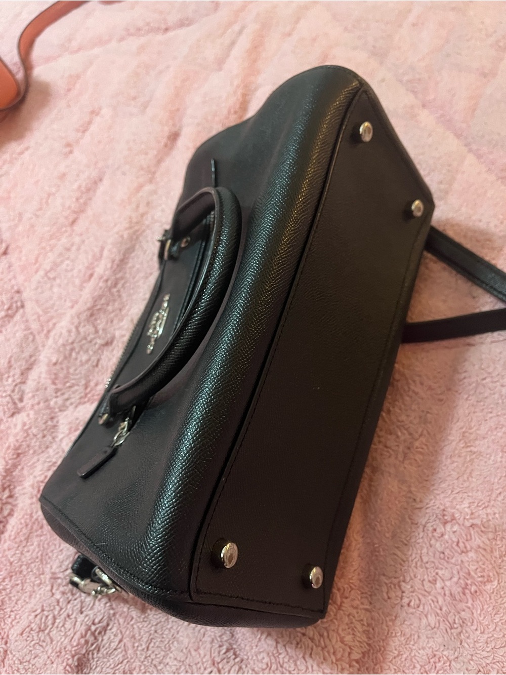COACH Black Pebbled Leather Satchel with Removable Strap - Picture 2 of 4